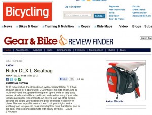 Axiom-dlx-seatbag-bicycling Axiom Rider under-saddle seat bag in Bicycling magazine