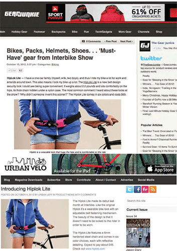 Hiplok wearable chain bicycle lock review on gearjunkie.com