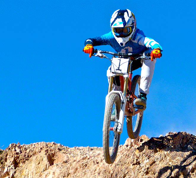 Mikey Sylvestri in One Industries gear at Bootleg Canyon, Nevada
