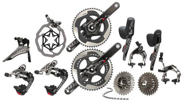 SRAM 11-speed road groupset including Red 22 (shown), Force 22, and SB700